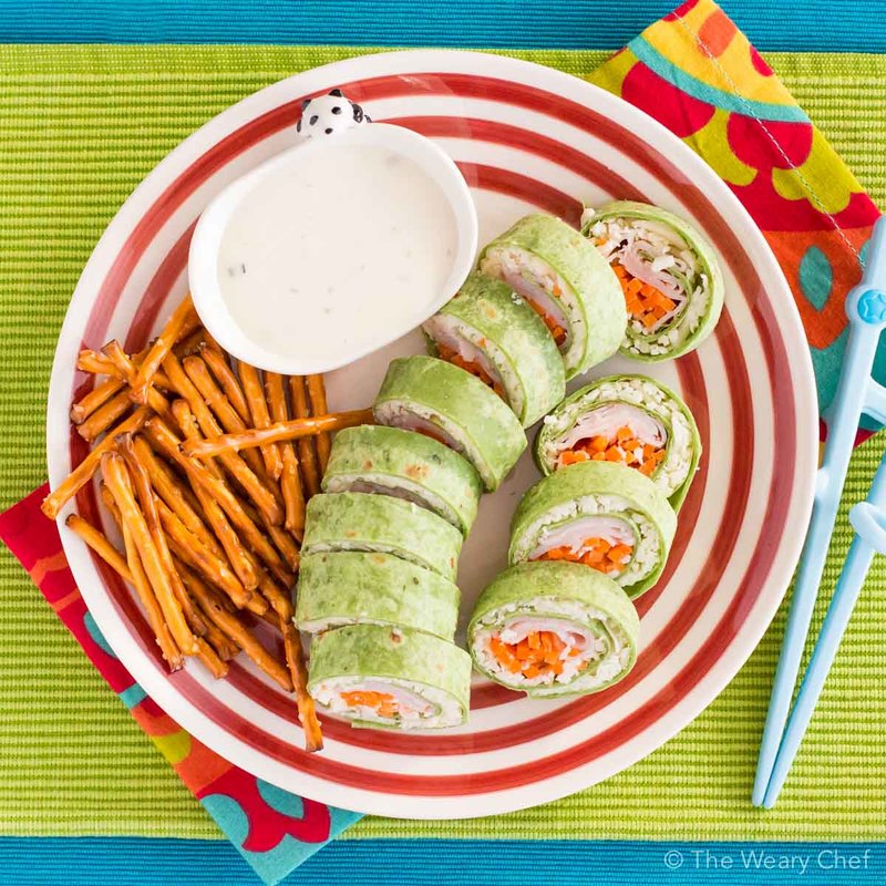 Pack some fun in your child's lunch with these turkey and cheese sushi sandwich rolls! 