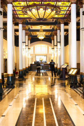 The lobby of the Driskill Hotel in Austin