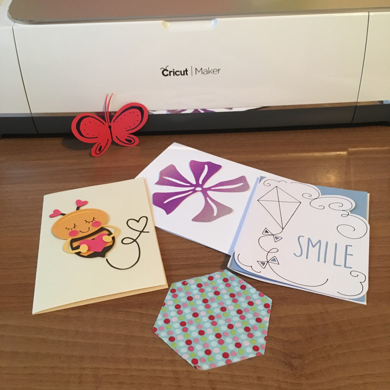 Butterfly, Bee, Flower and shapes created with the Cricut Maker using Design Space