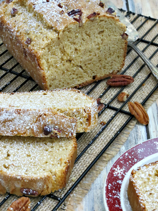 My eggnog bread is a moist and delicious quick bread bursting with the flavors of eggnog, vanilla and cinnamon! My eggnog bread is a moist and delicious quick bread bursting with the flavors of eggnog, vanilla and cinnamon!