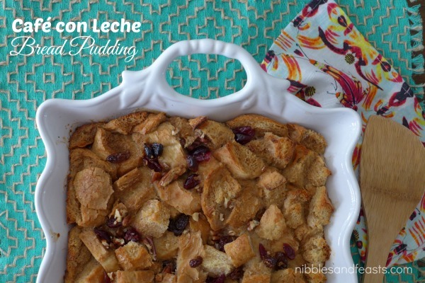 Delicious Cafe con Leche Bread Pudding ready to be served