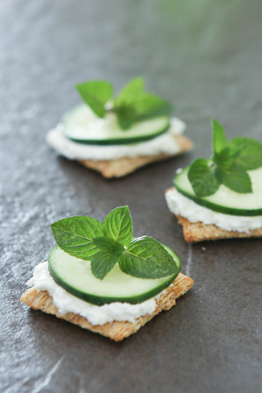 Eclectic Recipes • Cucumber Cream Cheese and Mint Triscuit Crackers