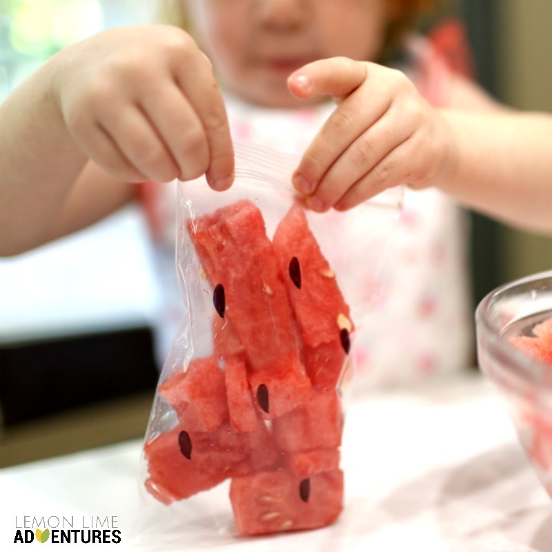 Sensory Watermelon Slushies with Toddlers