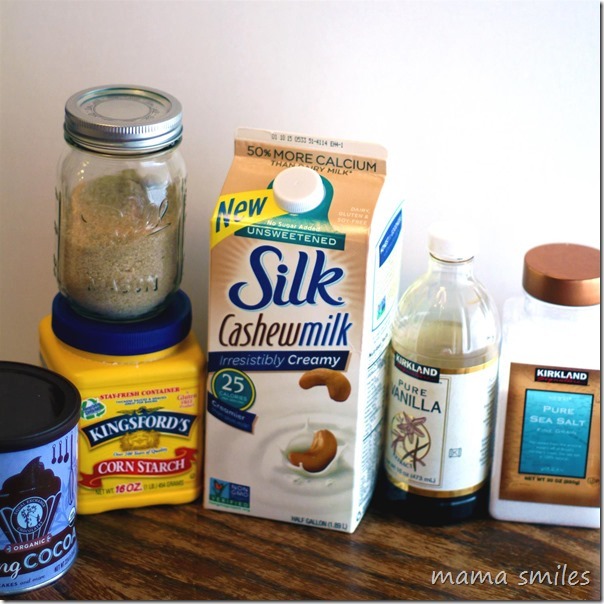 Making chocolate pudding with cashew milk Cooking with cashew milk