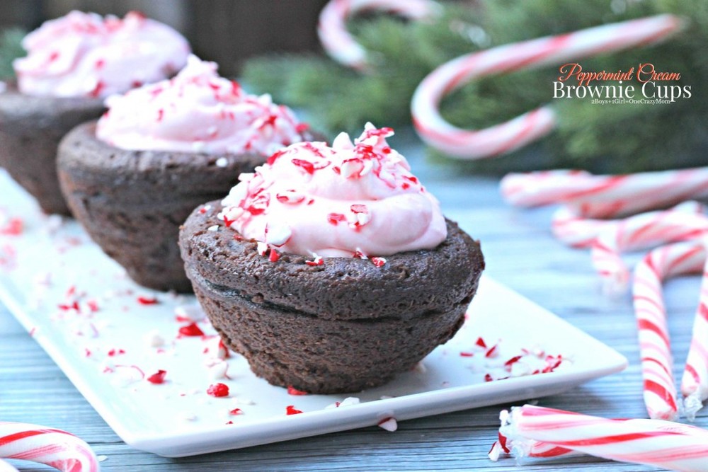 Dish up simple Brownie Cups with Peppermint Cream at your next brunch 