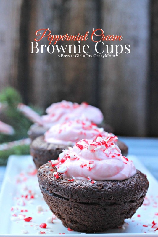 Serve a simple Peppermint Cream Brownie cup dessert #Recipe