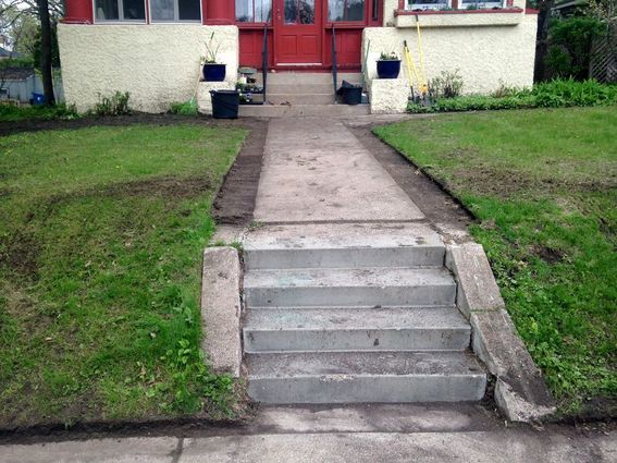 Limestone stepping stones in the garden