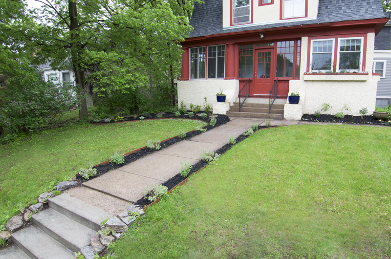 Newly landscaped front yard