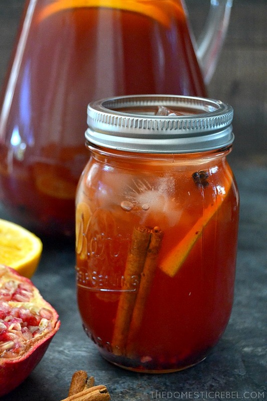 This Spiced Pomegranate Orange Iced Tea is a fantastic reimagined tea recipe! Vibrant oranges, tart pomegranate and spicy cinnamon combine to create this bright and easy iced tea recipe! #BrightBites #ad